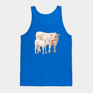 Charolais Cow and Cute Calf Tank Top